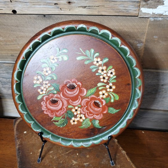 Vintage Handpainted Solid Wood Hanging Trivet - Picture 1 of 5